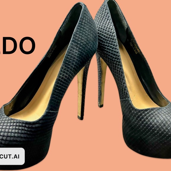 ALDO black stiletto heels- suede - Picture 3 of 4